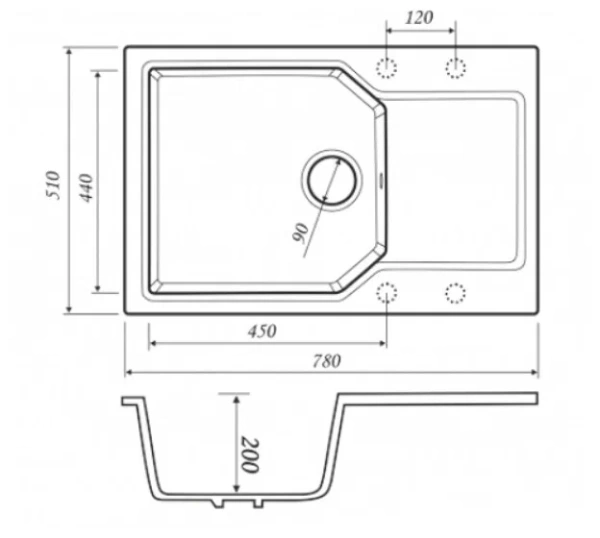 Кухонная мойка KAISER KMM-5178 мрамор (KMM-5178 /5078 W)
